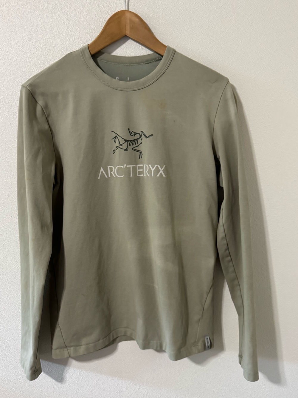 Arc’teryx Long Sleeve Performance Graphic Spellout T Shirt Green Midweight-S